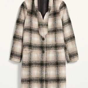 Old Navy Soft-Brushed Plaid Overcoat for Women